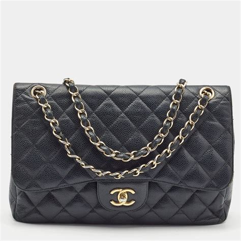 chanel 20 cm flap caviar black|Chanel Black Quilted Caviar Medium Classic Double Flap Bag .